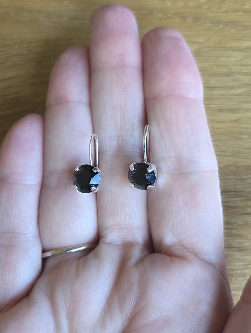 Black Crystal Drop Earrings | Handmade - Picture 8 of 9